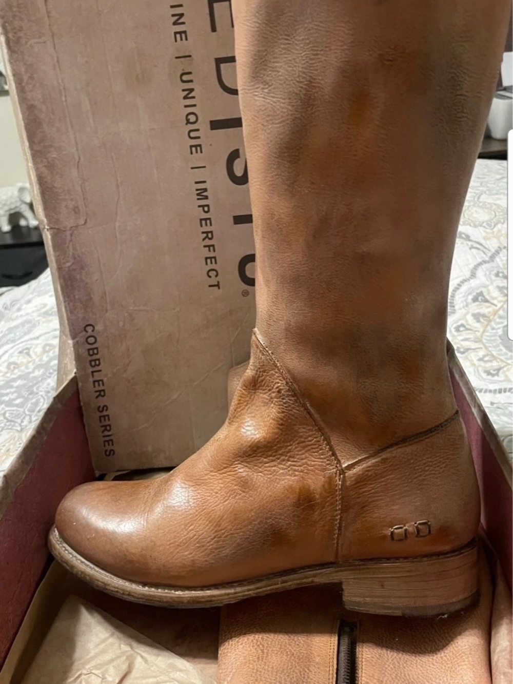 BED|STU Brown Lace-Up Knee High Leather Boots